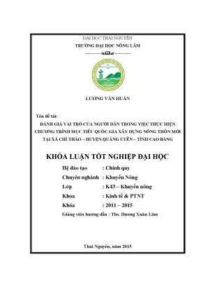 Vai trò của người dân trong xây dựng nông thôn mới tại