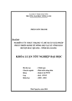 Nghiên cứu thực trạng và giải pháp phát triển kinh tế
