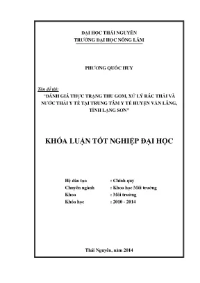 Đánh Giá Thực Trạng Thu Gom Và Xử Lý Rác Thải, Nước Thải