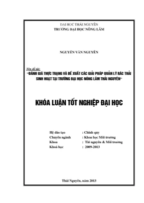 Giải pháp quản lý rác thải sinh hoạt tại Đại học Nông