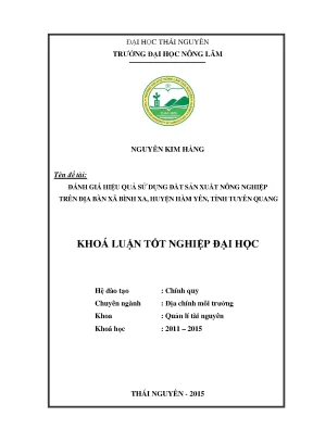Đánh Giá Hiệu Quả Sử Dụng Đất Nông Nghiệp Tại Xã Bình