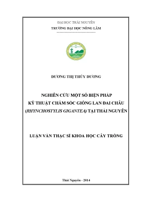 Nghiên cứu kỹ thuật chăm sóc lan đai châu Rhynchostylis