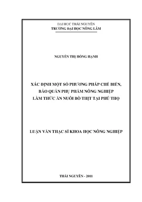 Phương pháp chế biến và bảo quản phụ phẩm nông nghiệp