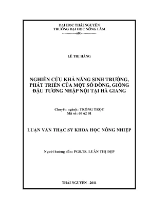 Nghiên cứu khả năng sinh trưởng của giống đậu tương tại