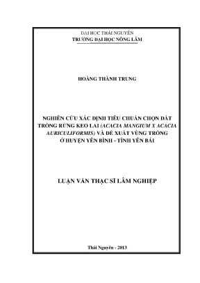 Nghiên cứu tiêu chuẩn chọn đất và đề xuất vùng trồng