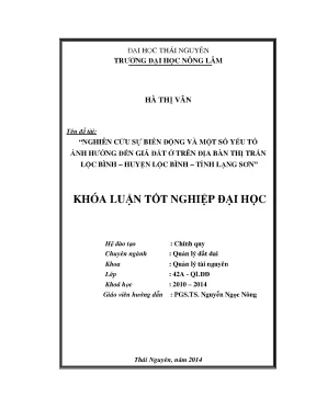 Nghiên cứu biến động giá đất và yếu tố ảnh hưởng tại thị