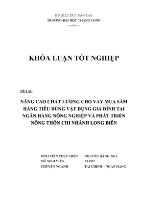 Luận Văn Tốt Nghiệp: Chất Lượng Cho Vay Mua Sắm Hàng