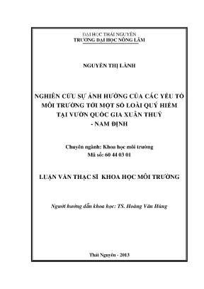 Nghiên cứu yếu tố môi trường ảnh hưởng đến loài quý hiếm