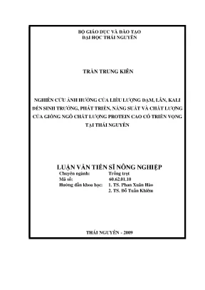 Nghiên cứu ảnh hưởng đạm, lân, kali đến năng suất và