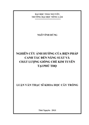 Nghiên cứu ảnh hưởng biện pháp canh tác đến năng suất và