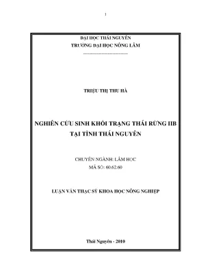 Nghiên cứu sinh khối rừng IIB tại Thái Nguyên - Luận văn
