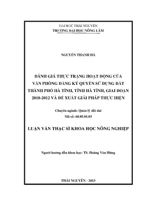 Đánh Giá Hoạt Động Văn Phòng Đăng Ký Đất Hà Tĩnh
