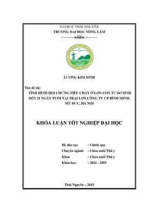 Nghiên cứu hội chứng tiêu chảy ở lợn con từ sơ sinh đến