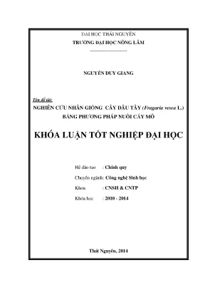 Nghiên cứu nhân giống cây dâu tây Fragaria vesca L. bằng