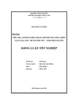 Luận Văn Thạc Sĩ: Đánh Giá Hiện Trạng Môi Trường Nông