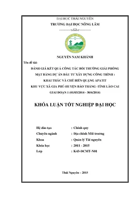 Đánh Giá Kết Quả Bồi Thường Giải Phóng Mặt Bằng Dự Án