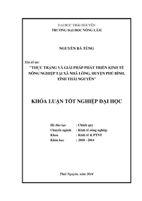 Giải pháp phát triển kinh tế nông nghiệp tại xã Nhã