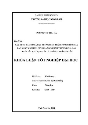 Nghiên cứu mô tả hình thái và khả năng sinh trưởng của