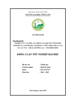Tác động của khuyến nông đến sinh kế người dân tái định
