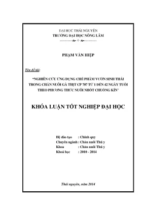 Nghiên cứu ảnh hưởng của chế phẩm vườn sinh thái lên