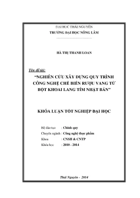 Quy Trình Chế Biến Rượu Vang Từ Bột Khoai Lang Tím Nhật