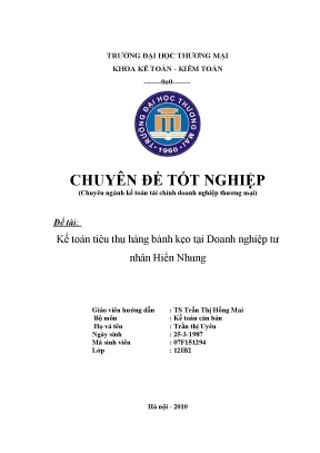 Nghiên cứu tiêu thụ bánh kẹo tại doanh nghiệp Hiển Nhung