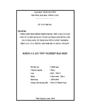 Nghiên cứu tình hình nhiễm bệnh tiêu chảy ở lợn con và