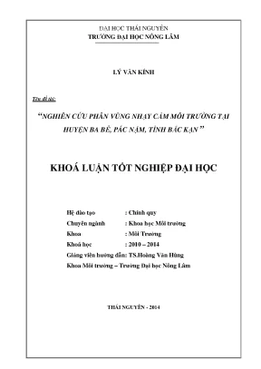 Nghiên cứu phân vùng nhạy cảm môi trường tại huyện Ba