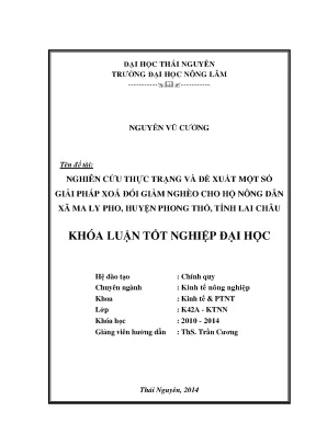 Nghiên cứu thực trạng và giải pháp xoá đói giảm nghèo