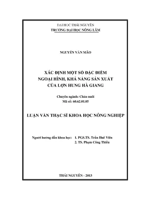 Luận Văn Thạc Sĩ: Đặc Điểm Ngoại Hình Và Khả Năng Sản