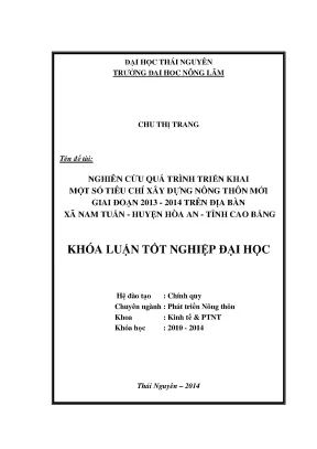 Nghiên cứu triển khai tiêu chí xây dựng nông thôn mới