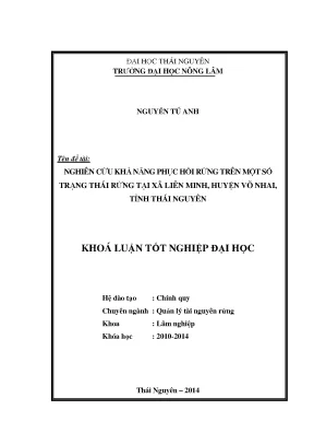 Khả năng phục hồi rừng tại xã Liên Minh, huyện Võ Nhai,