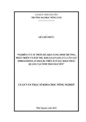 Nghiên cứu sinh trưởng và hấp thụ kim loại nặng của cây