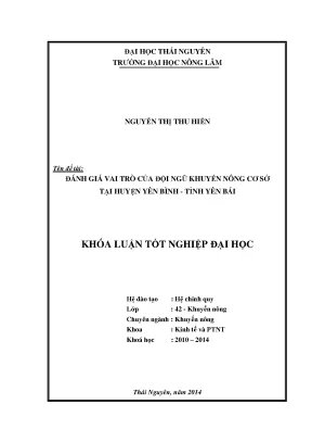 Đánh giá vai trò đội ngũ khuyến nông tại huyện Yên Bình,