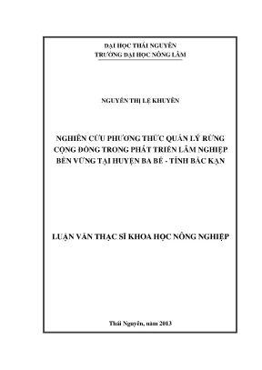 Phương thức quản lý rừng cộng đồng phát triển lâm nghiệp