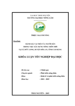 Vai trò của người dân trong xây dựng nông thôn mới tại