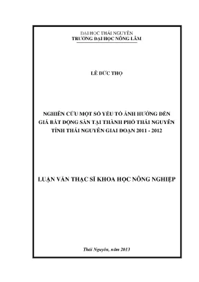 Nghiên cứu yếu tố ảnh hưởng giá bất động sản tại Thái
