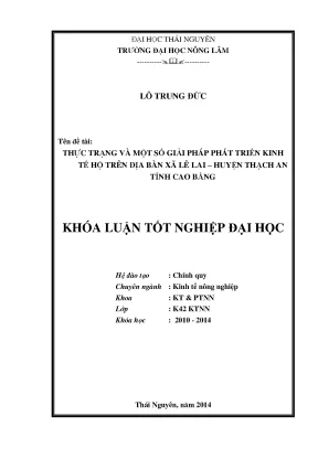 Thực Trạng Và Giải Pháp Phát Triển Kinh Tế Hộ Tại Xã Lê