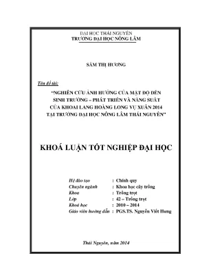 Nghiên cứu ảnh hưởng mật độ đến sinh trưởng và năng suất