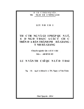Thực Trạng Và Giải Pháp Quản Lý Sử Dụng Đất Đai Tại Hà