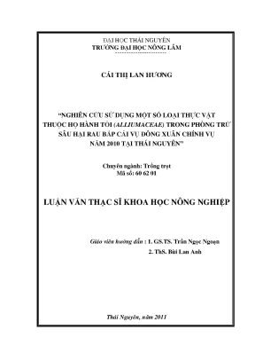 Nghiên cứu sử dụng thực vật họ Alliumaceae phòng trừ sâu