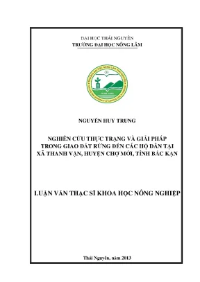 Giải pháp giao đất rừng cho hộ dân tại xã Thanh Vận,