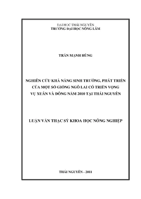 Nghiên cứu khả năng sinh trưởng và phát triển của giống