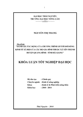 Đánh giá tác động chương trình 135 đến đời sống kinh tế