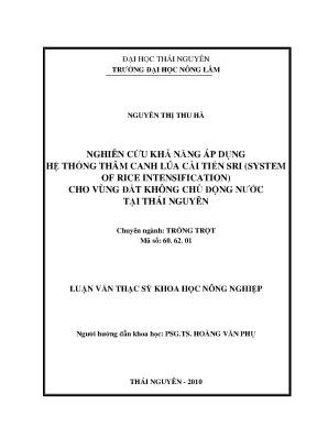 Nghiên cứu áp dụng hệ thống thâm canh lúa cải tiến SRI