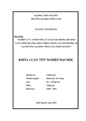 Nghiên cứu ảnh hưởng mật độ trồng đến sinh trưởng giống