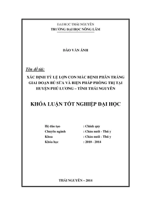 Tỷ lệ lợn con mắc bệnh phân trắng và biện pháp phòng trị