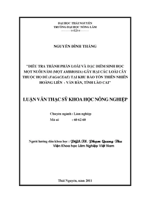 Nghiên cứu thành phần loài và đặc điểm sinh học mọt nuôi