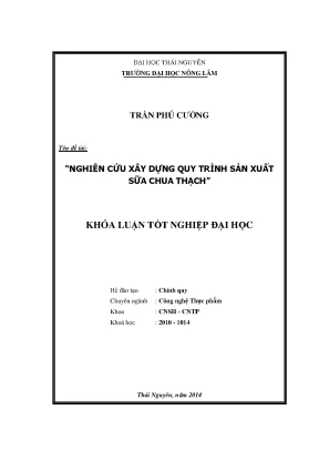 Luận Văn Thạc Sĩ: Quy Trình Sản Xuất Sữa Chua Thạch Hiệu Quả