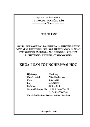 Nghiên cứu nhân tố sinh thái ảnh hưởng đến thiết sam giả